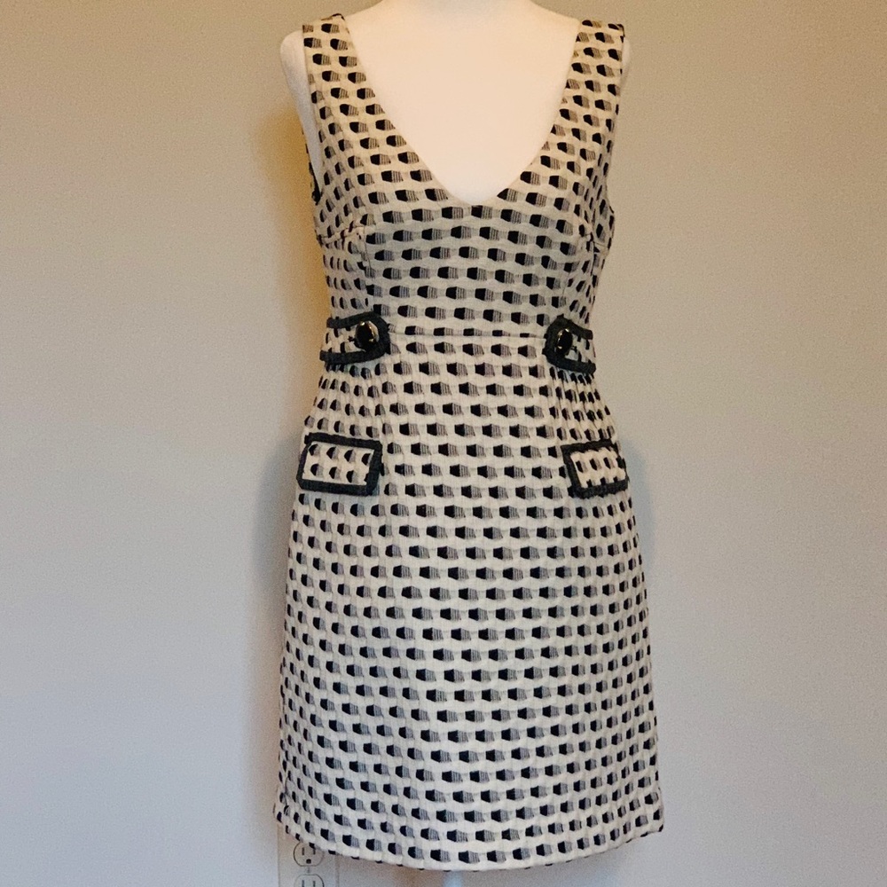 Tibi v neck black and white dress 2